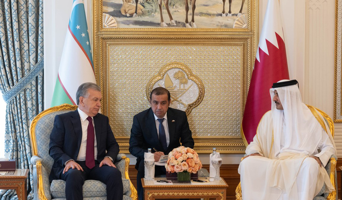 HH the Amir Sheikh Tamim bin Hamad Al-Thani and Shavkat Mirziyoyev